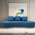 Curve Fabric Modern Sofa Gray Yellow Blue Living Room Furniture