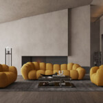 Double Fabric Sofa Modern Minimalist Leisure Living Room Sofa