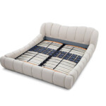 Fabric Double Bed White Cream Style Italian Style Bedroom Set