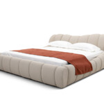 Fabric Double Bed White Cream Style Italian Style Bedroom Set