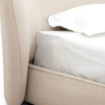 Luxury Upholstered Platform Beige Velvet Tufted King Size Bed