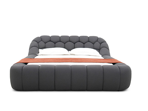 Italian Style Fabric Bed Modern Designer Bedroom Set Blue Grey King Size Bed